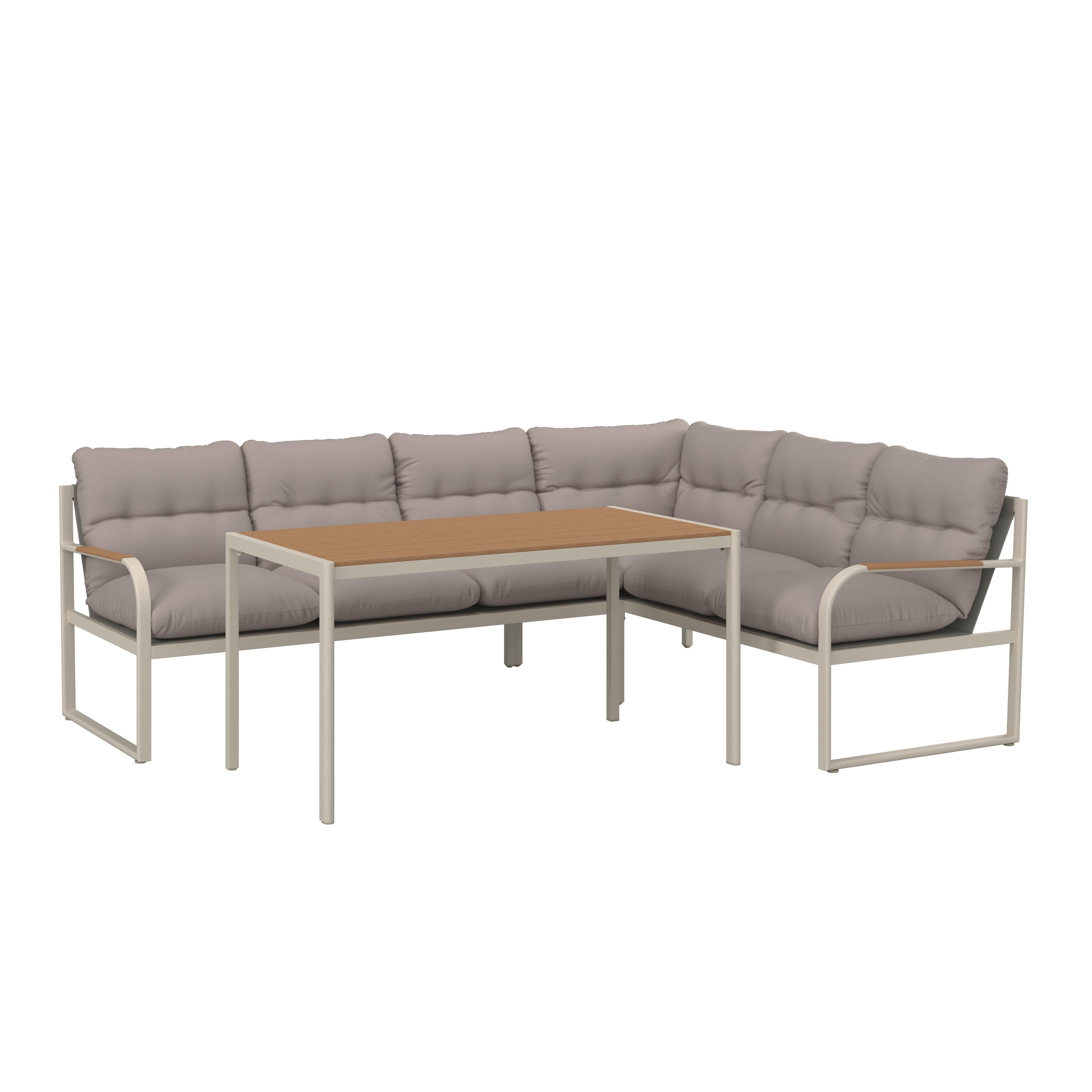 Garnitură grădină Florenz 3 - gri deschis/culoare lemn tec, Modern, plastic/metal - Mömax