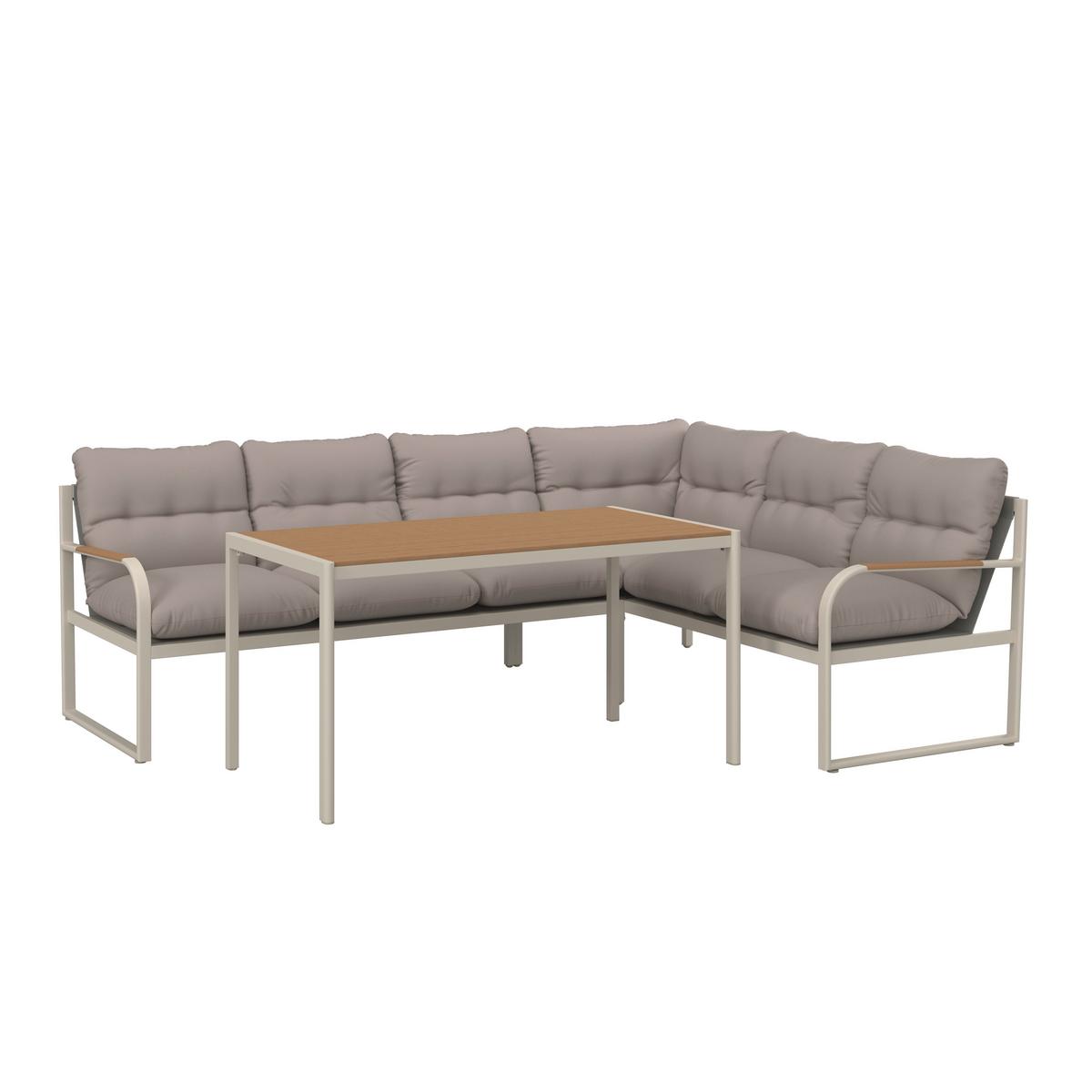 Lounge Garnitura Florenz 3, Svetlo Siva, 2-Delno - barva tikovine/svetlo siva, Moderno, kovina/umetna masa - Mömax