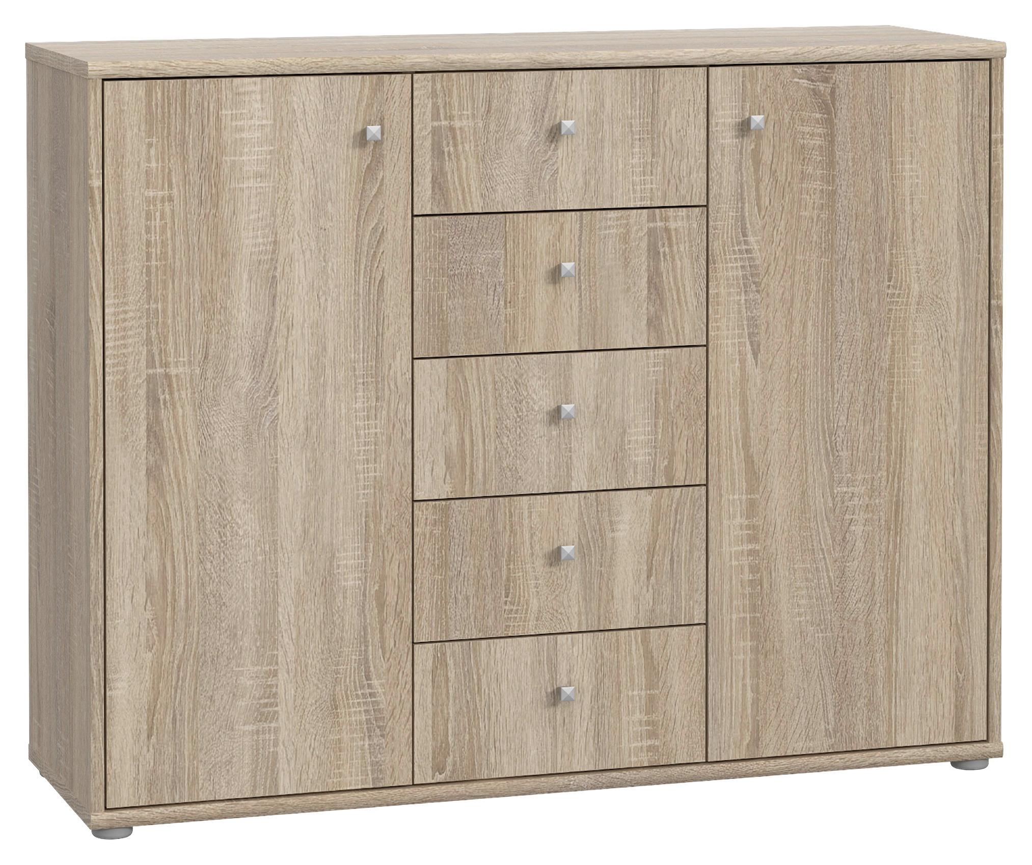 Komoda Tempra 2, Barva Hrasta - barve aluminija/hrast sonoma, Design, umetna masa/leseni material (108,8/85,5/34,8cm)