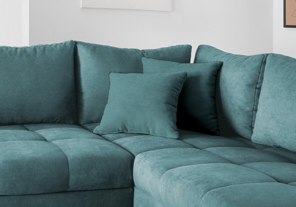 Wohnlandschaft Alvito Petrol Nylon/Mikrofaser - Silberfarben/Petrol, Design, Holz/Textil (298/202cm) - MID.YOU