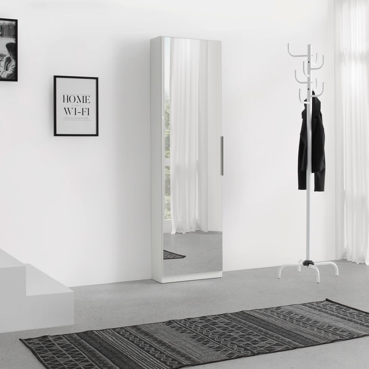 Schuhschrank Calma Weiss Schuhe bis Gr. 43 - Weiss/Alufarben, Konventionell, Holzwerkstoff/Kunststoff (50/179,7/20cm) - Mömax