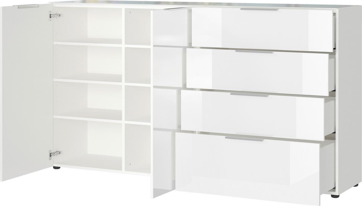 KOMODA SZEROKA OAKLAND - biały/czarny, Modern, materiał drewnopochodny/tworzywo sztuczne (184/102/42cm) - Premium Living