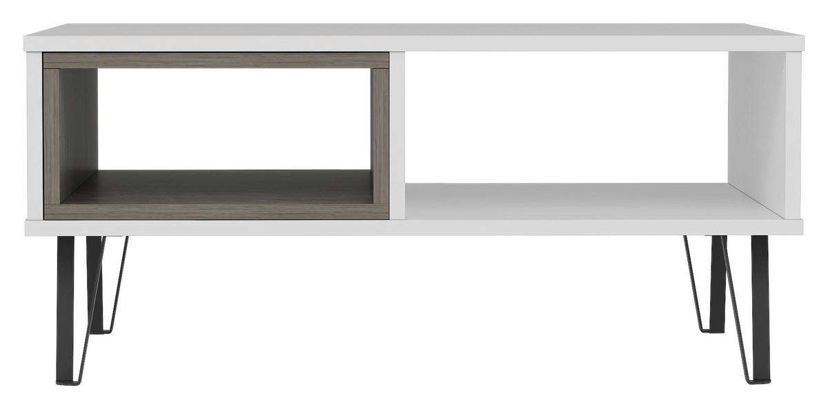 COUCHTISCH MENDOZ COUCHTISCH - Weiss/Schwarz, Design, Holzwerkstoff/Metall (90/60/41,1cm) - Livetastic