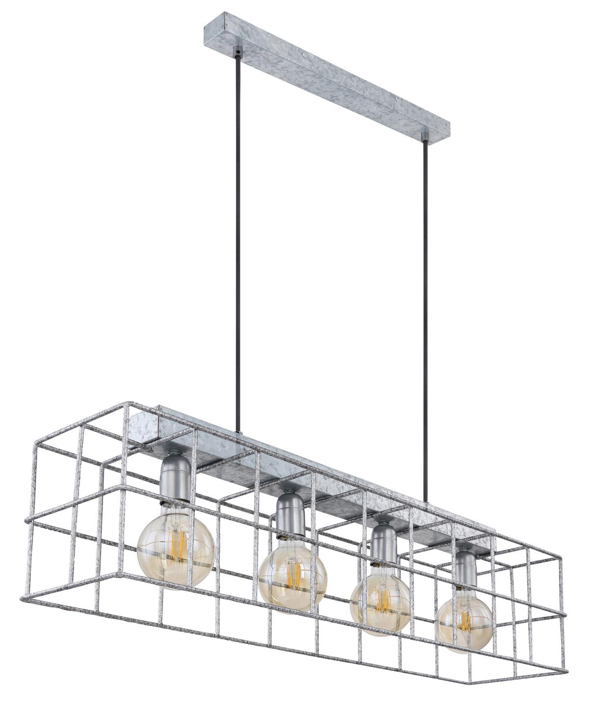 Hängeleuchte Merril Zinkfarben max. 60 Watt - Zinkfarben, Design, Metall (90/20/150cm) - Globo