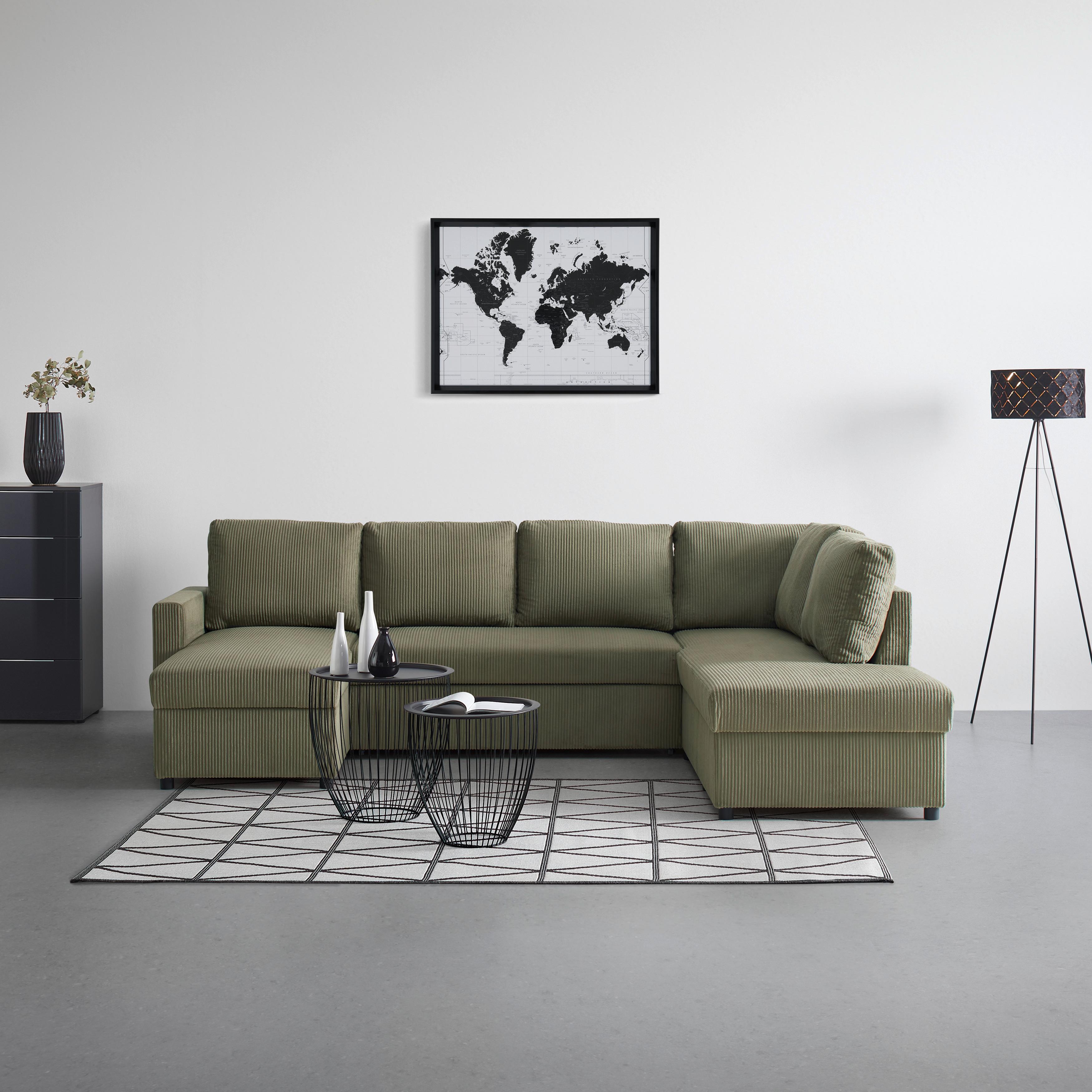 Wohnlandschaft Martina Acv Rechts Kaki - Schwarz/Grün, MODERN, Holz/Holzwerkstoff (276/89/204cm) - Mömax
