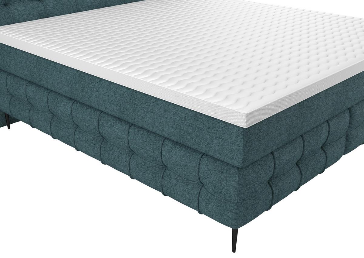 PAT BOXSPRING SCARLETT - turcoaz, Konventionell, lemn/textil (180/200cm)