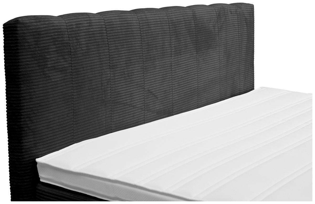 Boxspringbett Malaga ohne Fußteil Schwarz ca. 160x200cm - Silberfarben/Schwarz, KONVENTIONELL, Holz/Holzwerkstoff (160/200cm) - Premium Living