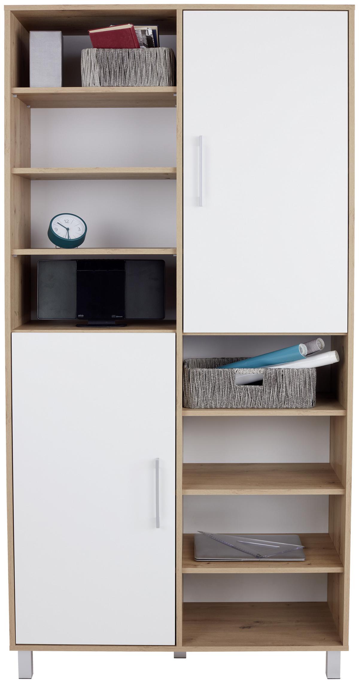 Regal Box - bijela/boje hrasta, Moderno, drvni materijal/plastika (98/205/40cm) - Modern Living