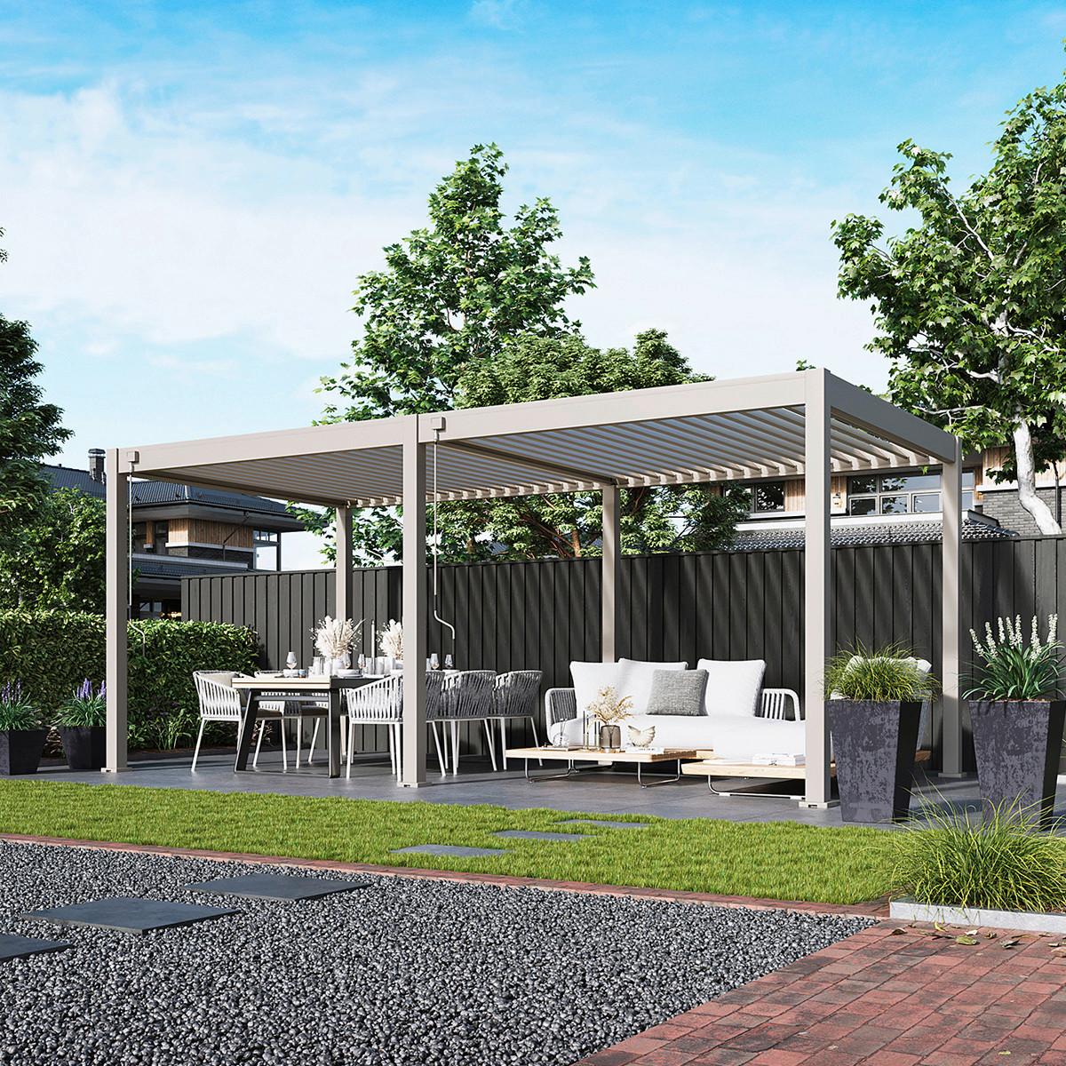 Pergola Superior, Biserna Barva, 3x6m - biserna, Basics, kovina (300/255/600cm) - Gardenson