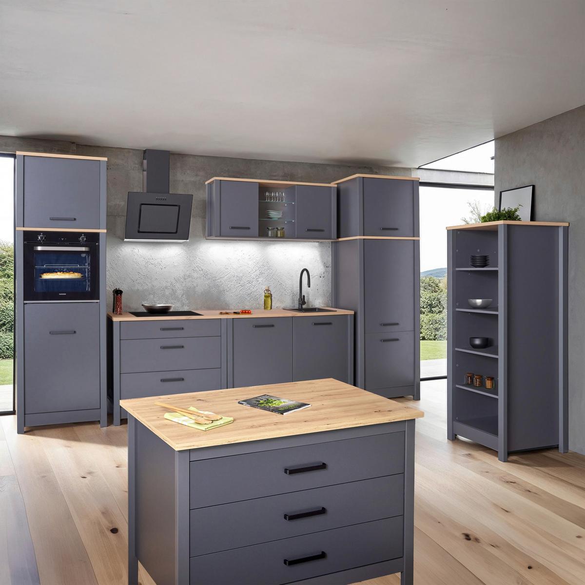Hängeschrank Venet, Anthrazit/Artisan Eiche - Anthrazit/Schwarz, MODERN, Glas/Holzwerkstoff (130,3/57,5/33cm) - Mömax