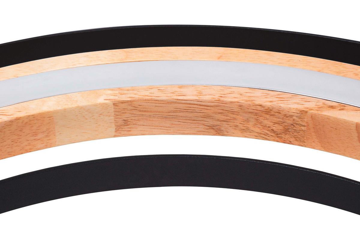 LED-HÄNGELEUCHTE 32375608X RILAS - Eichefarben/Schwarz, Design, Holz/Metall (56,5/150cm) - Globo