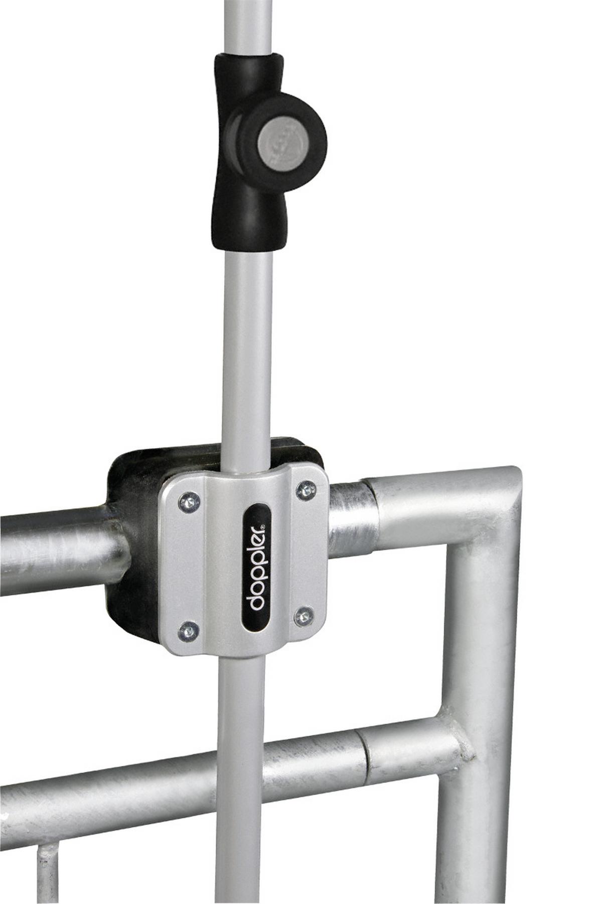Balkonklammer Befestigungsmaterial Alufarben - Schwarz/Alufarben, Basics, Kunststoff/Metall - Doppler