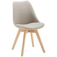 Stuhl Rocksi Hellgrau Webstoff Echtholz Beine - Buchefarben/Hellgrau, MODERN, Holz/Kunststoff (43/82,5/43cm) - Bessagi Home