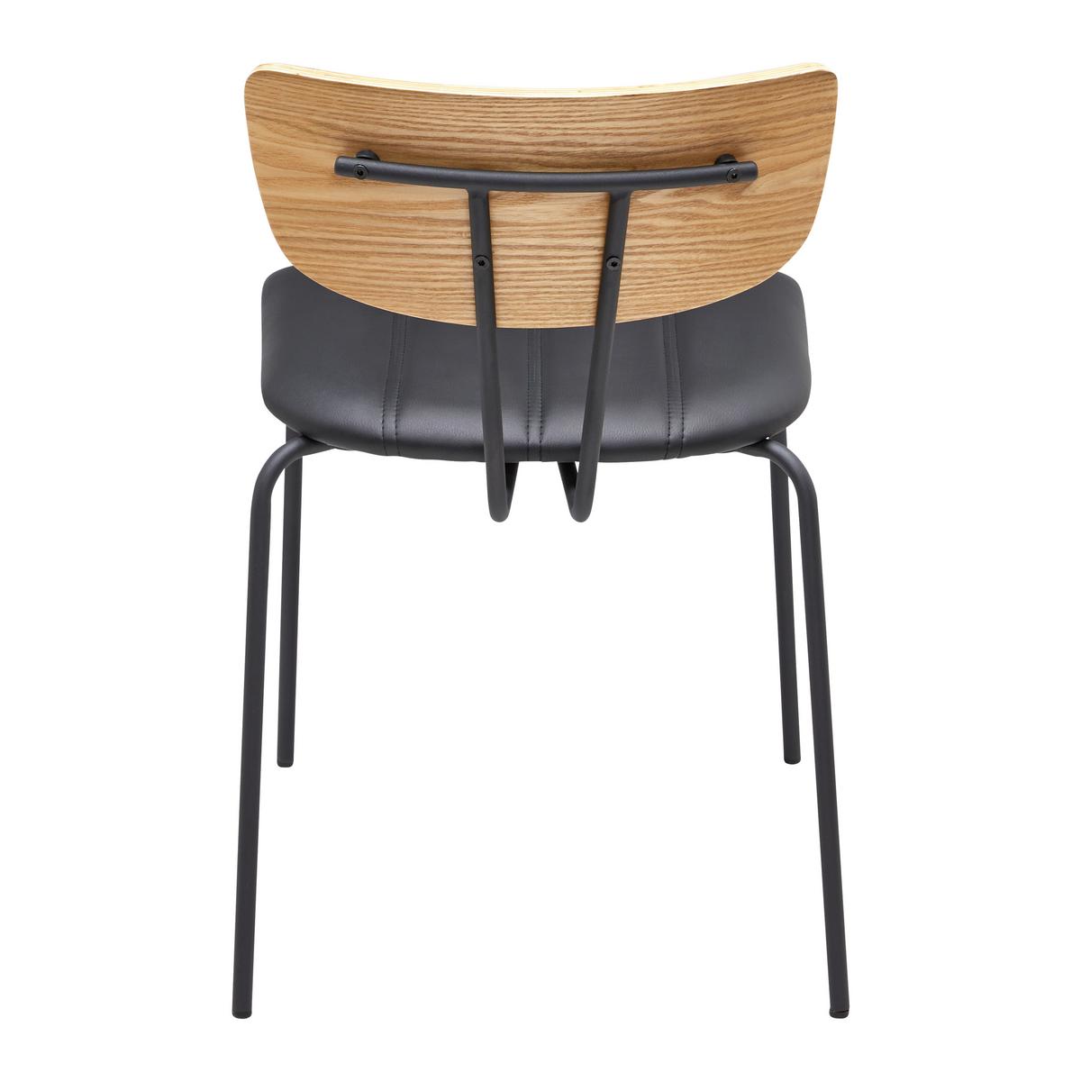 Stuhl Cera Schwarz Lederlook Gepolstert - Hellbraun/Schwarz, MODERN, Holz/Textil (42/78/54cm) - Bessagi Home