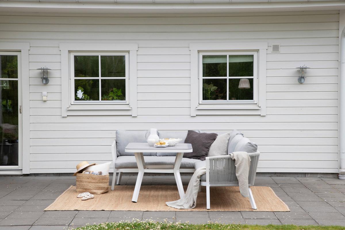 LOUNGEGARNITUR VIRYA - Weiß/Grau, KONVENTIONELL, Textil/Metall - Gardenson