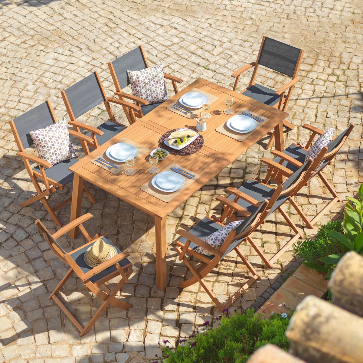 SKŁADANY FOTEL OGRODOWY RIED AL - kolor naturalny/szary, Romantik / Landhaus, drewno/tkanina (56/90/58cm) - Ambia Garden