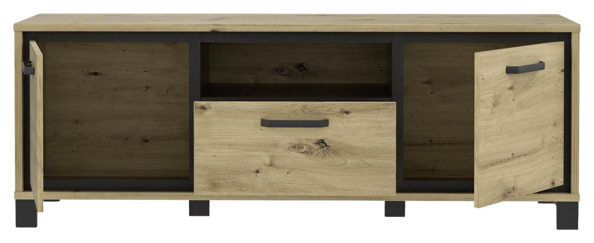 Unterschrank "Trondheim" , Schwarz, Eiche - Eichefarben/Schwarz, Basics, Holzwerkstoff/Kunststoff (158,4/58,9/41,5cm) - Livetastic