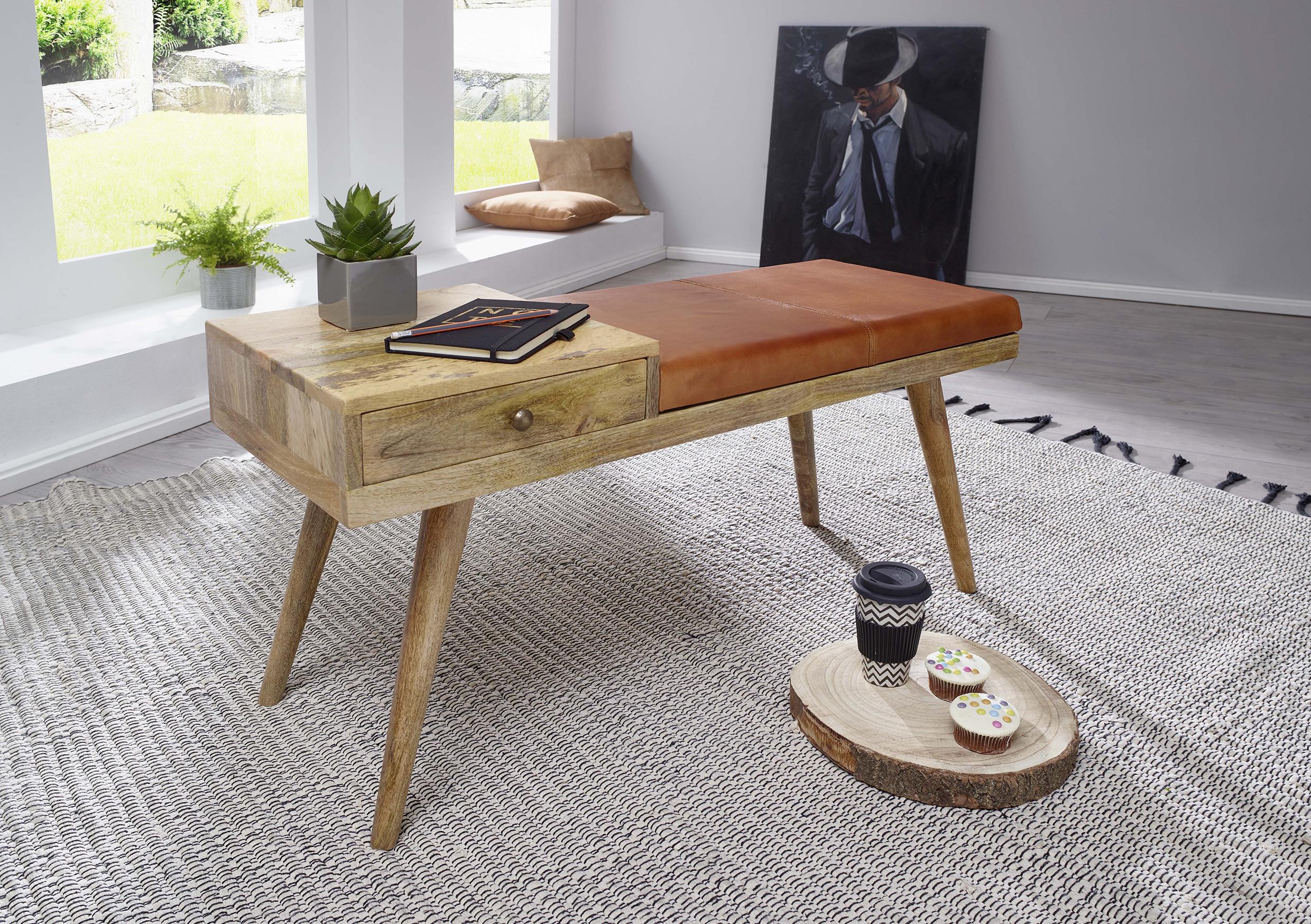 Sitzbank "Salim", braun - Braun, Natur, Holz (100/52/38cm) - MID.YOU
