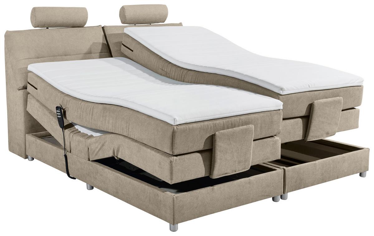 Boxspringbett Palermo elektrisch 180x200cm Sandfarb. - Sandfarben/Silberfarben, MODERN, Holzwerkstoff/Kunststoff (180/200cm) - MID.YOU