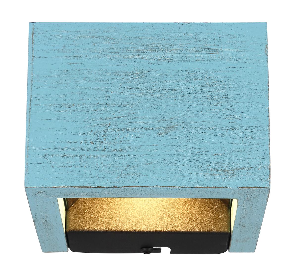 LED-Wandleuchte Alina Blau/Schwarz - Blau/Schwarz, Design, Holzwerkstoff/Metall (13.2/11.3/9.8cm) - Globo