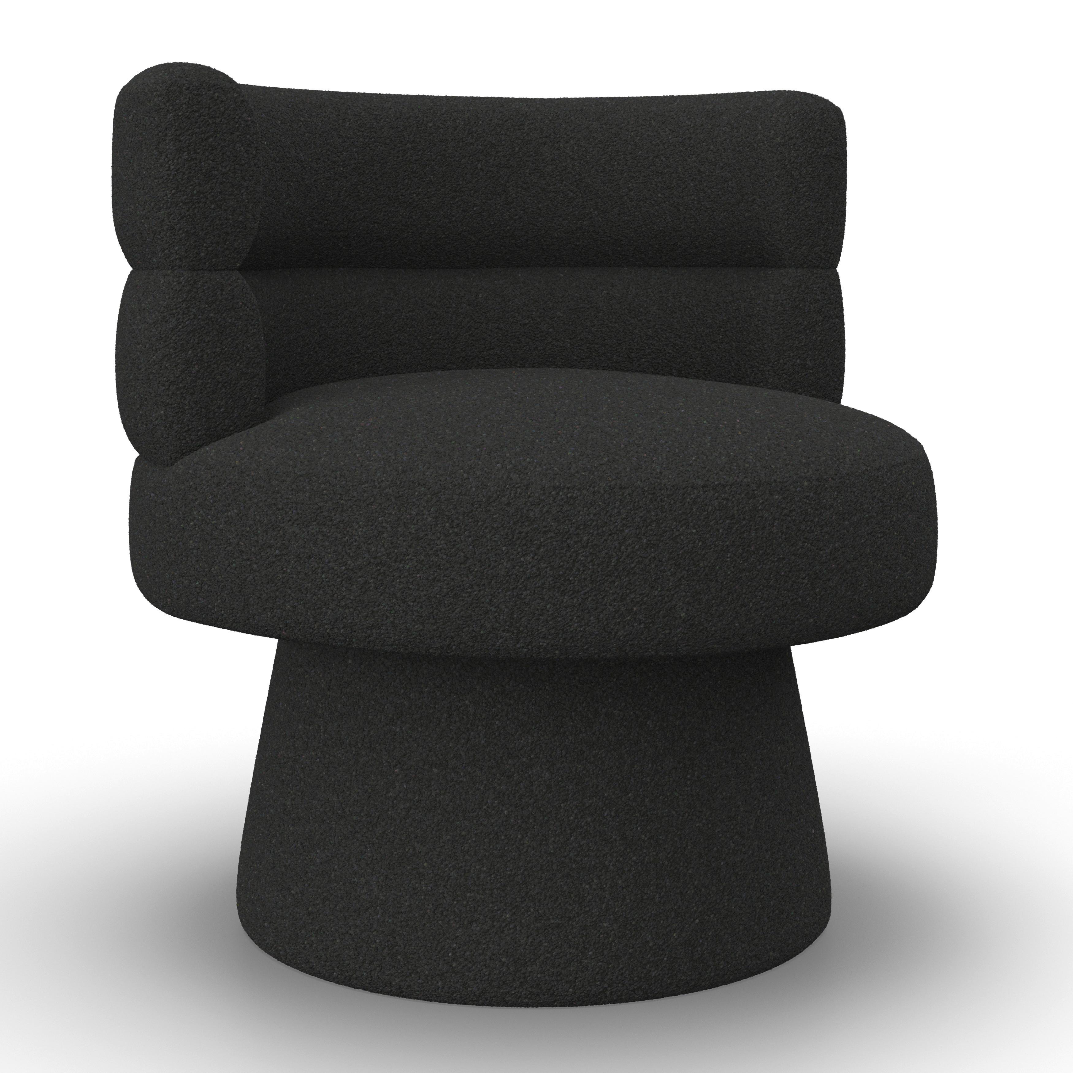 Stuhl Julina Schwarz Bouclé Gepolstert - Schwarz, MODERN, Holz/Textil (71/74/72cm) - Bessagi Home