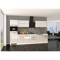 Küchenleerblock Neapel II Weiß Hochglanz /Eichefarben - Weiß Hochglanz/Alufarben, MODERN, Holzwerkstoff/Metall (330cm) - Held