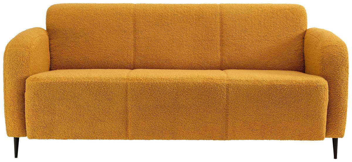 3-Sitzer-Sofa Marone Gelb Teddystoff - Gelb/Schwarz, MODERN, Textil/Metall (180/76/90cm) - Livetastic