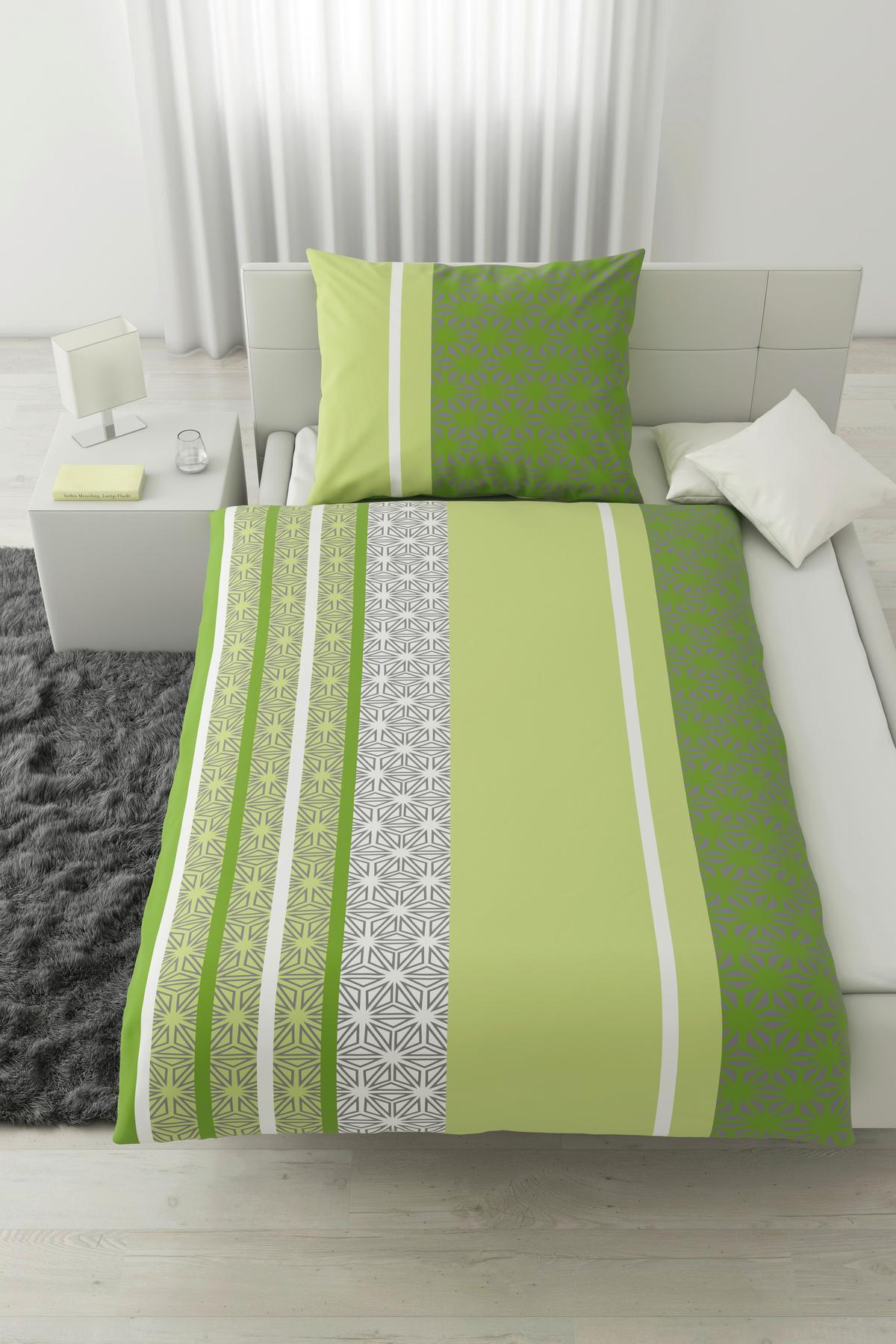Bettwäsche Sara in Grün ca. 140x200cm - Grün, Textil (140/200cm) - Based