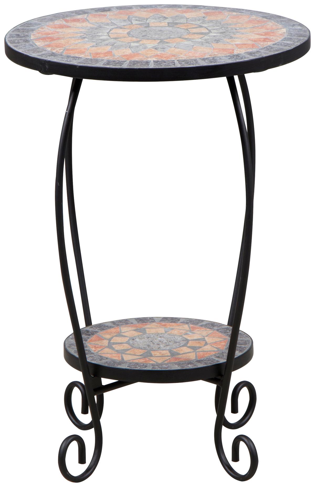 GARTENBEISTELLTISCH 380829 - Multicolor/Schwarz, MODERN, Keramik/Metall (41/41/59cm) - Siena Garden