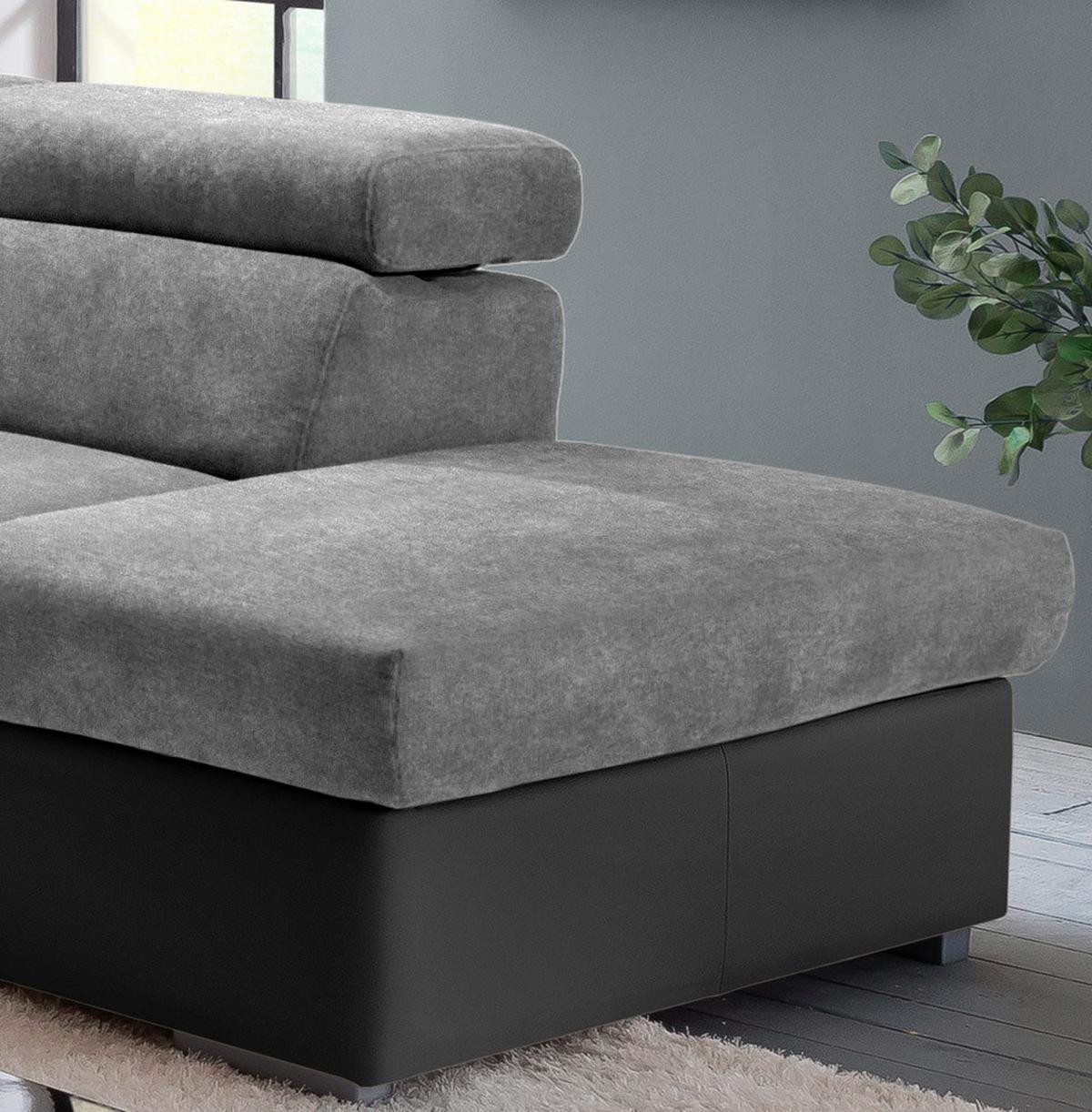 Wohnlandschaft Milla Grau/Schwarz ca. 252x217 cm - Schwarz/Grau, Basics, Holz/Textil (252/217cm) - MID.YOU