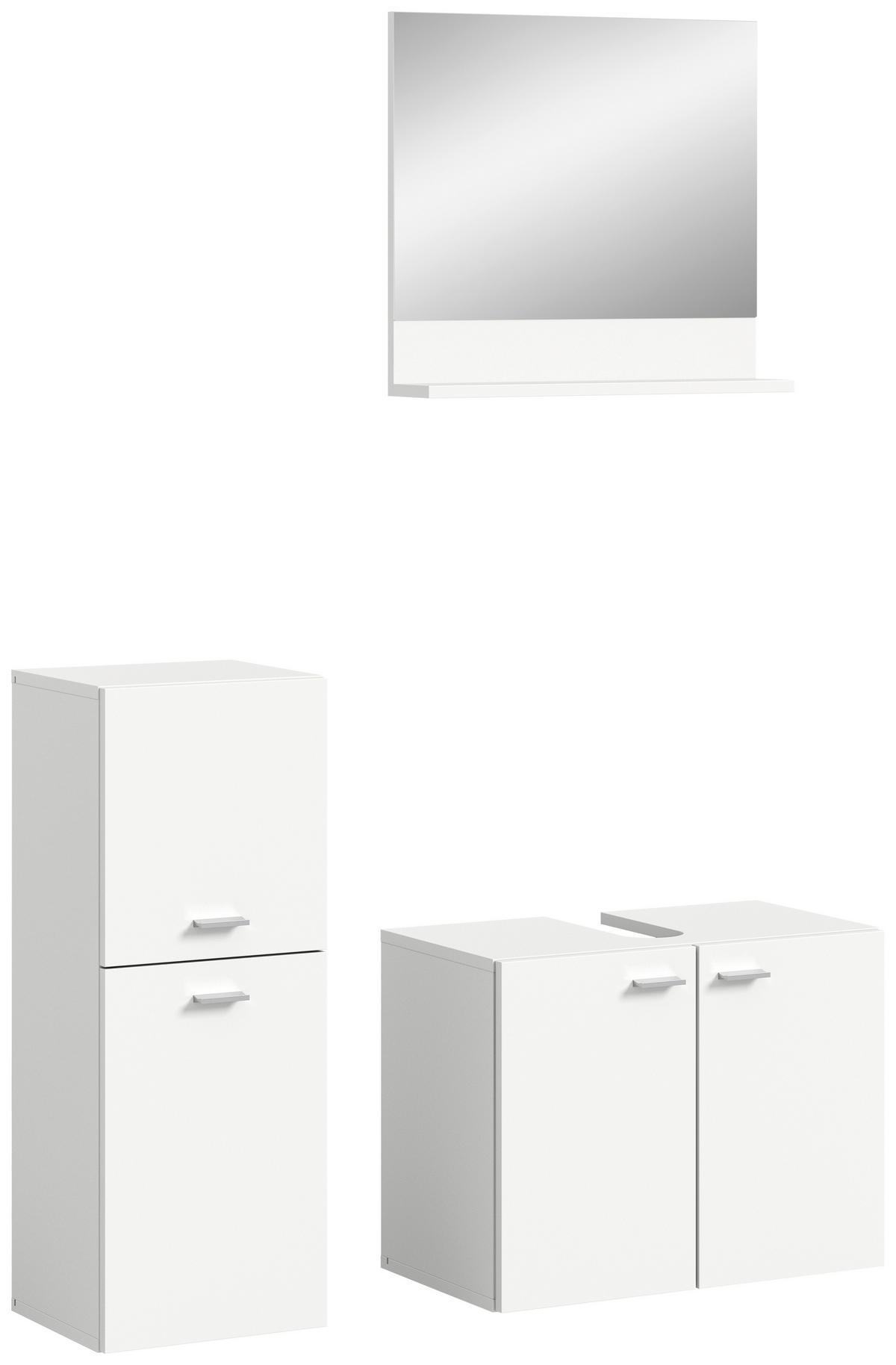 Badezimmer Boston 3-tlg. ca. 87 cm Weiß - Silberfarben/Weiß, MODERN, Glas/Holzwerkstoff (87cm) - MID.YOU