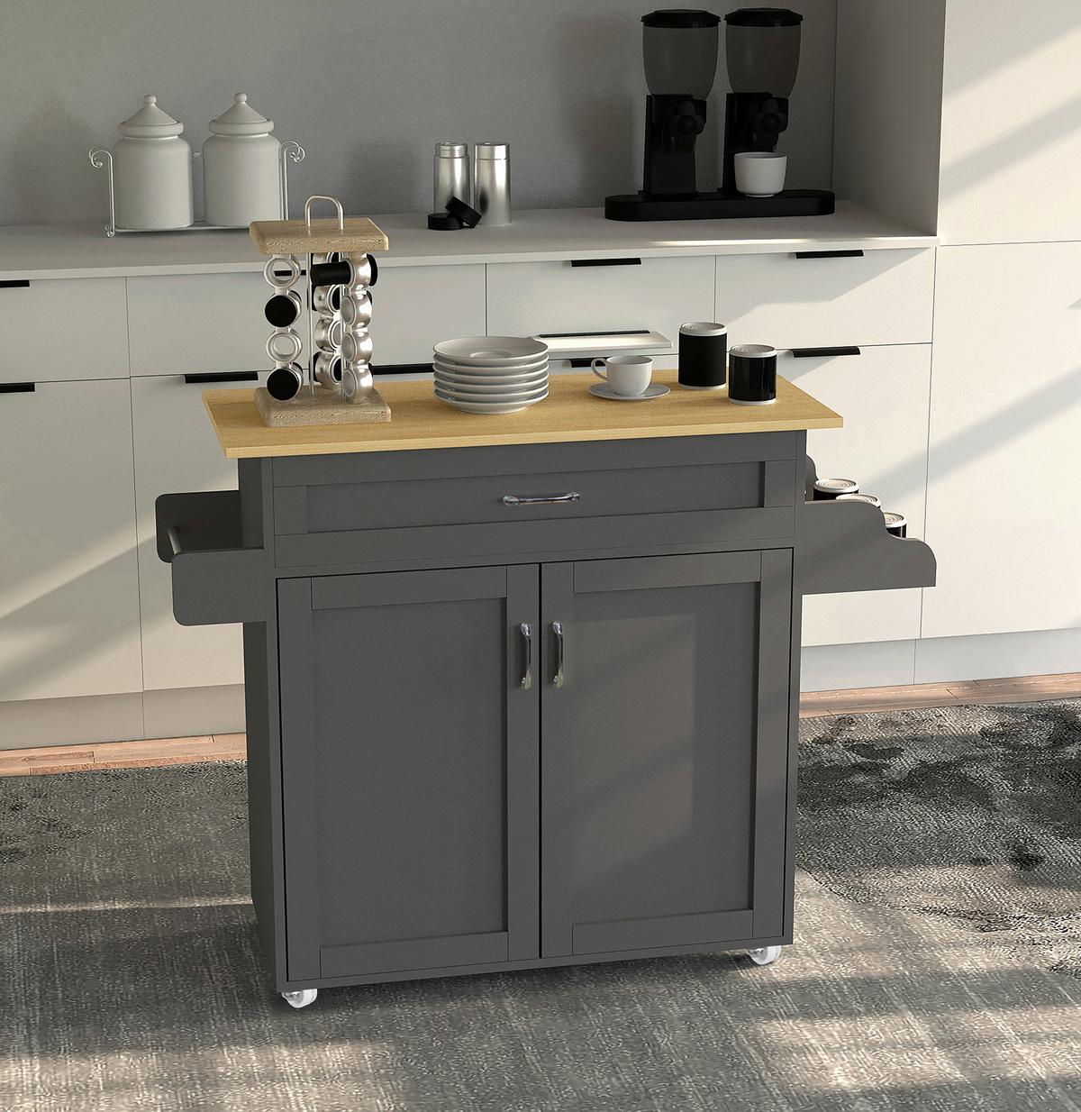 SERVIERWAGEN PASTANO - Honigeiche/Anthrazit, Basics, Holzwerkstoff/Kunststoff (114/89/39cm) - MID.YOU