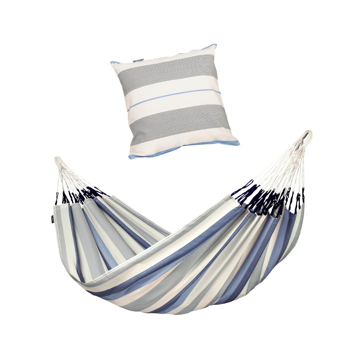 Hängematte Classic Double Hammock Outdoor Blau/Weiß - Blau/Weiß, KONVENTIONELL, Textil (160/350cm) - La Siesta