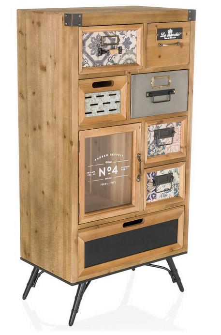 Sideboard Continento Braun/Grau - Multicolor/Schwarz, MODERN, Holz/Metall (53/104/32cm) - MID.YOU