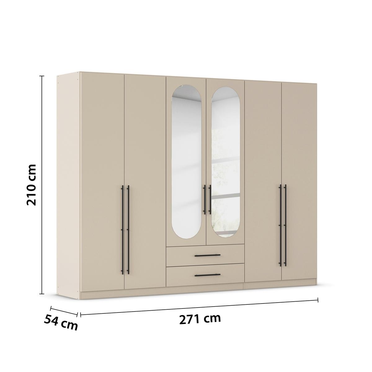 Dulap cu uși rotative VELORA - șampanie, Konventionell, material pe bază de lemn (271/210/54cm) - Mömax