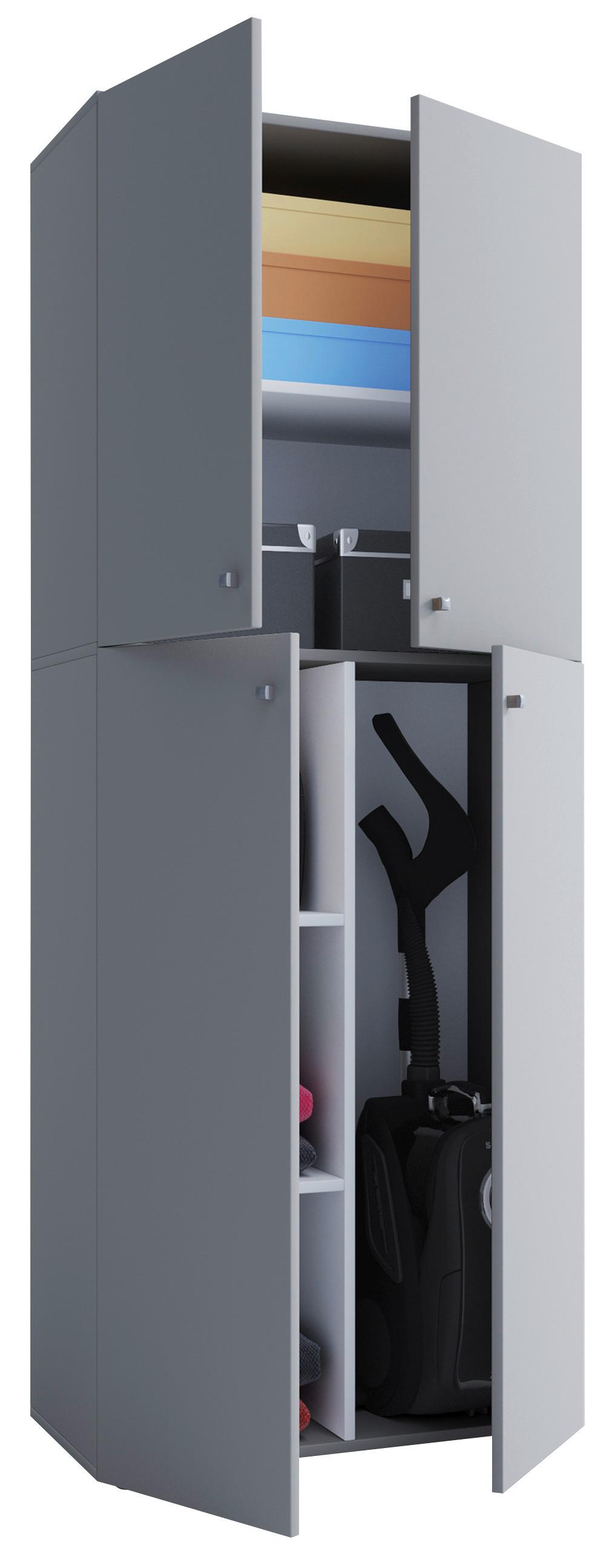 Mehrzweckschrank Lona ca.70x182x37cm Grau - Weiß/Grau, KONVENTIONELL, Holzwerkstoff (70/182/37cm) - MID.YOU