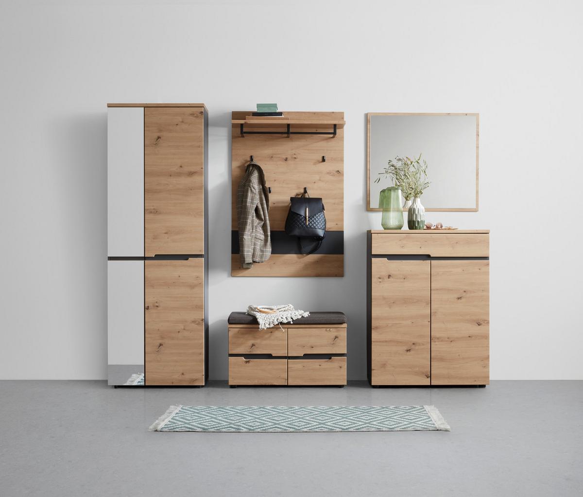 Garderobenschrank Memphis in Eiche Artisan/Graphitfarben - Eichefarben/Graphitfarben, MODERN (65/192/38cm) - Mömax