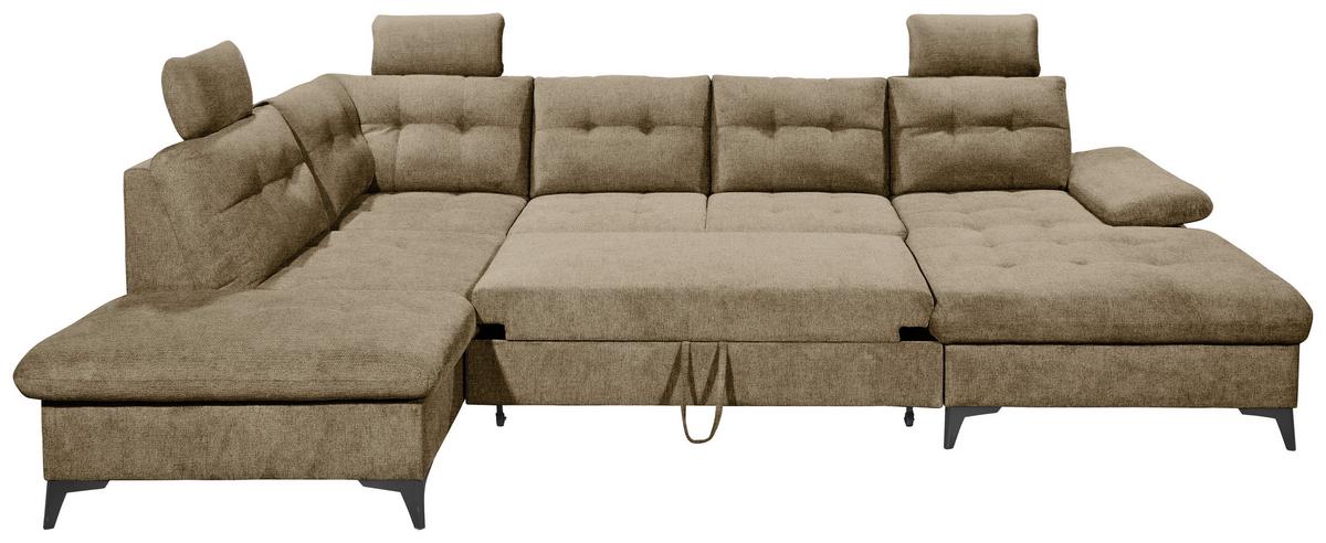 Wohnlandschaft Durban U ca. 218x324x170 cm Terracotta - Sandfarben/Schwarz, KONVENTIONELL, Kunststoff/Textil (218/324/170cm) - MID.YOU