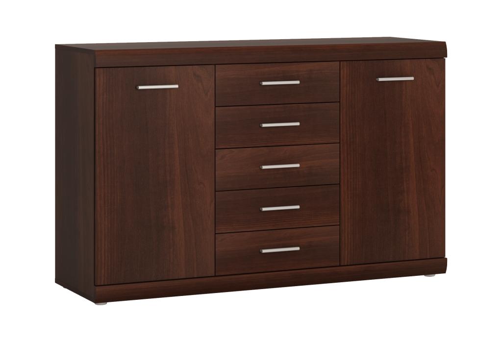 Komód Imperial-D - krómszínű/diószínű, Konventionell, műanyag/faalapú anyag (140/90/45cm)
