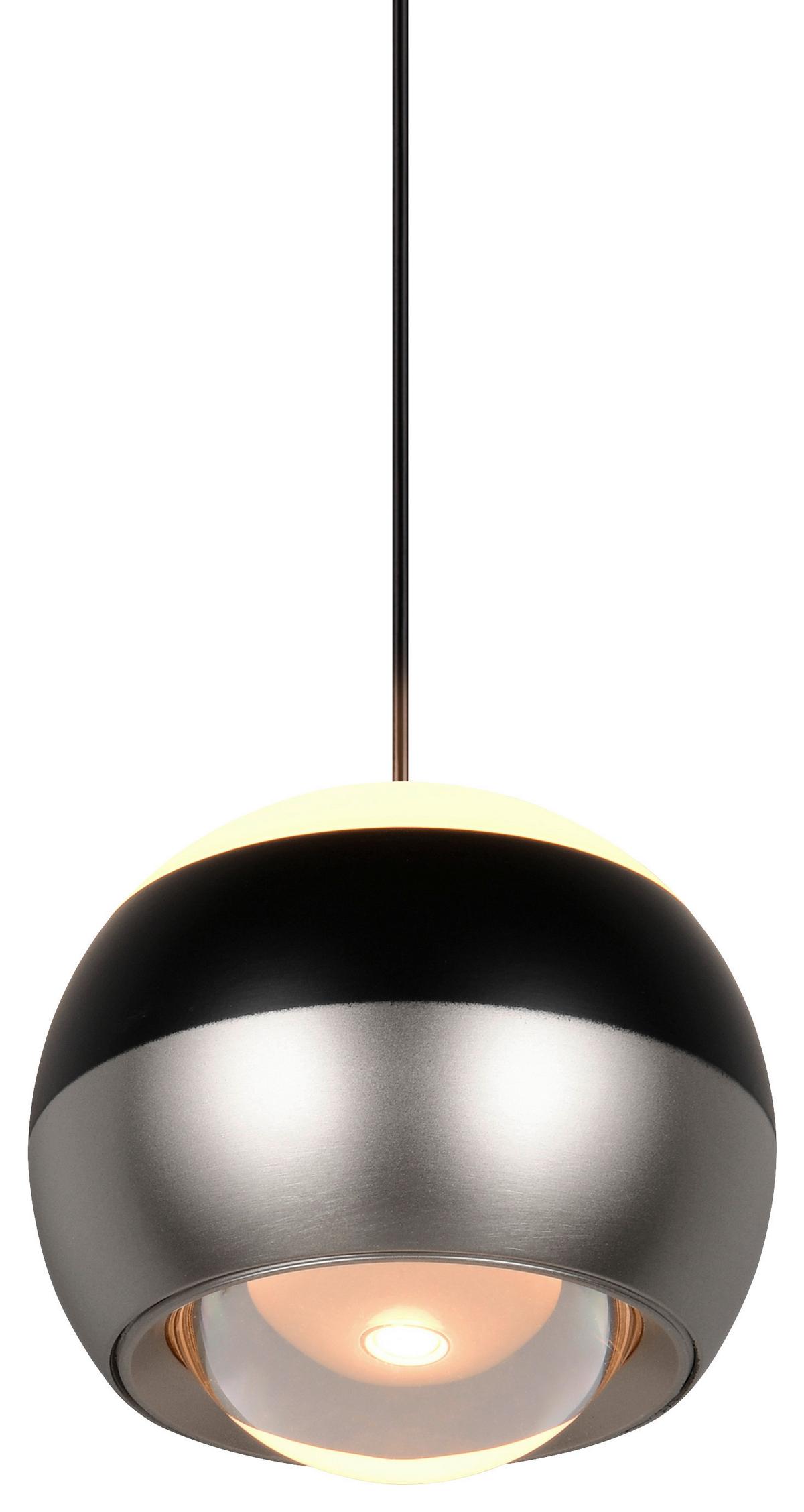 LED-Hängeleuchte Orbit max. 8 Watt - Schwarz/Nickelfarben, Design, Metall (15,5/15,5/150cm) - Trio Leuchten