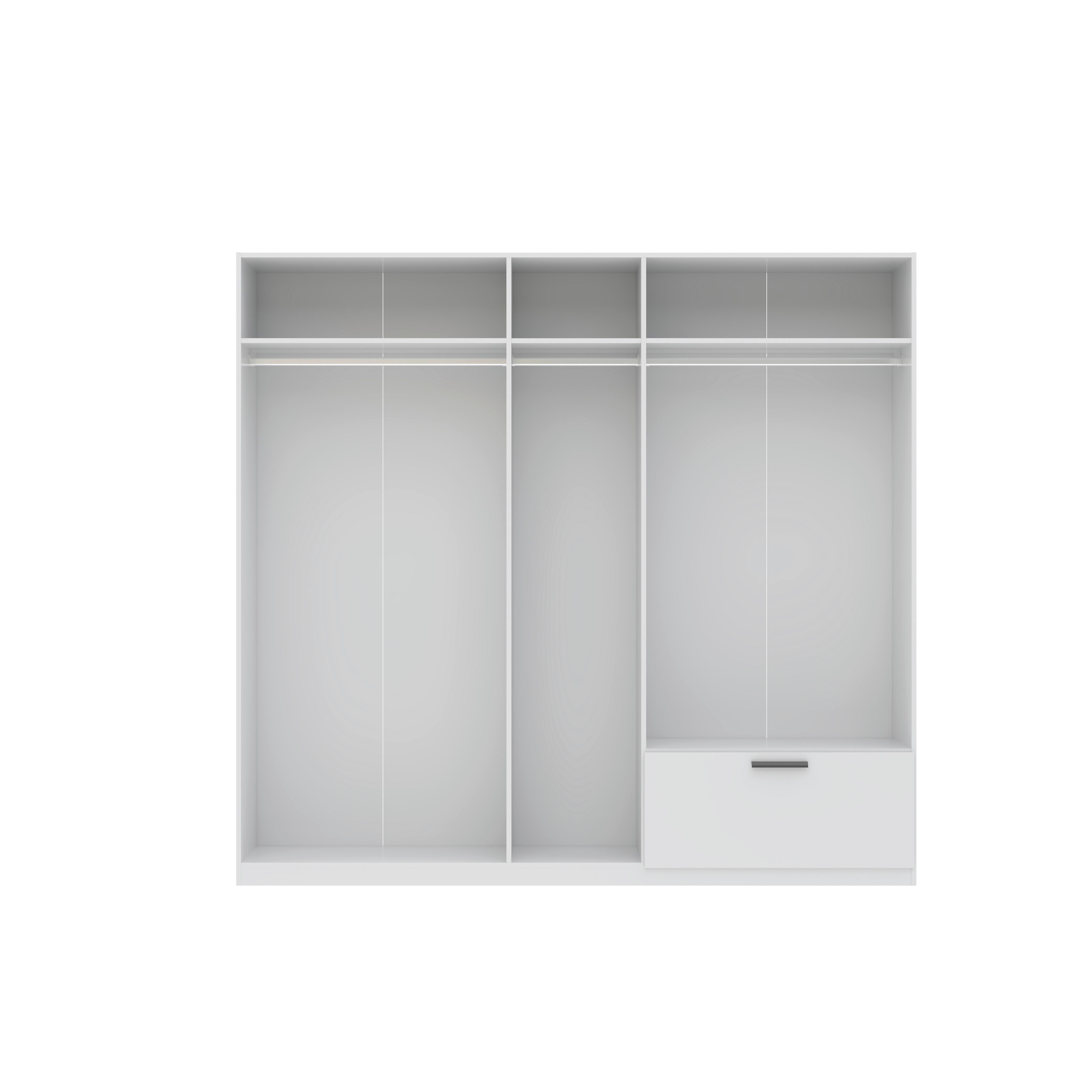 GARDEROB MED GÅNGJÄRNSDÖRRAR MILOS 5T1S - vit/svart, Modern, trämaterial/plast (225/210/54cm) - Mömax