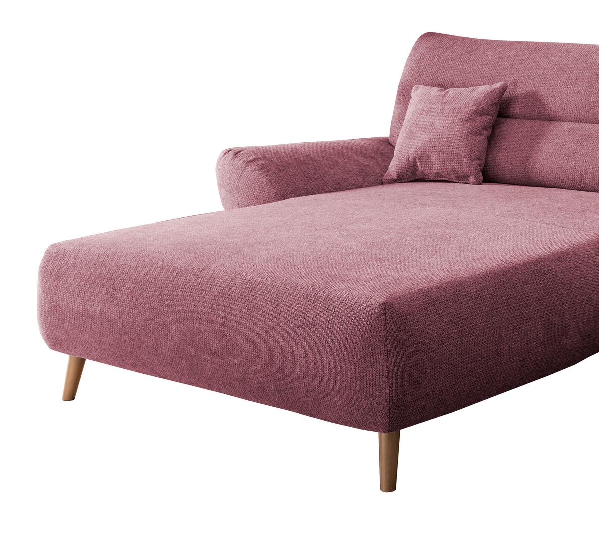 Wohnlandschaft Drago Brombeere Chenille - Wildeiche/Brombeere, MODERN, Holz/Textil (166/290cm) - MID.YOU