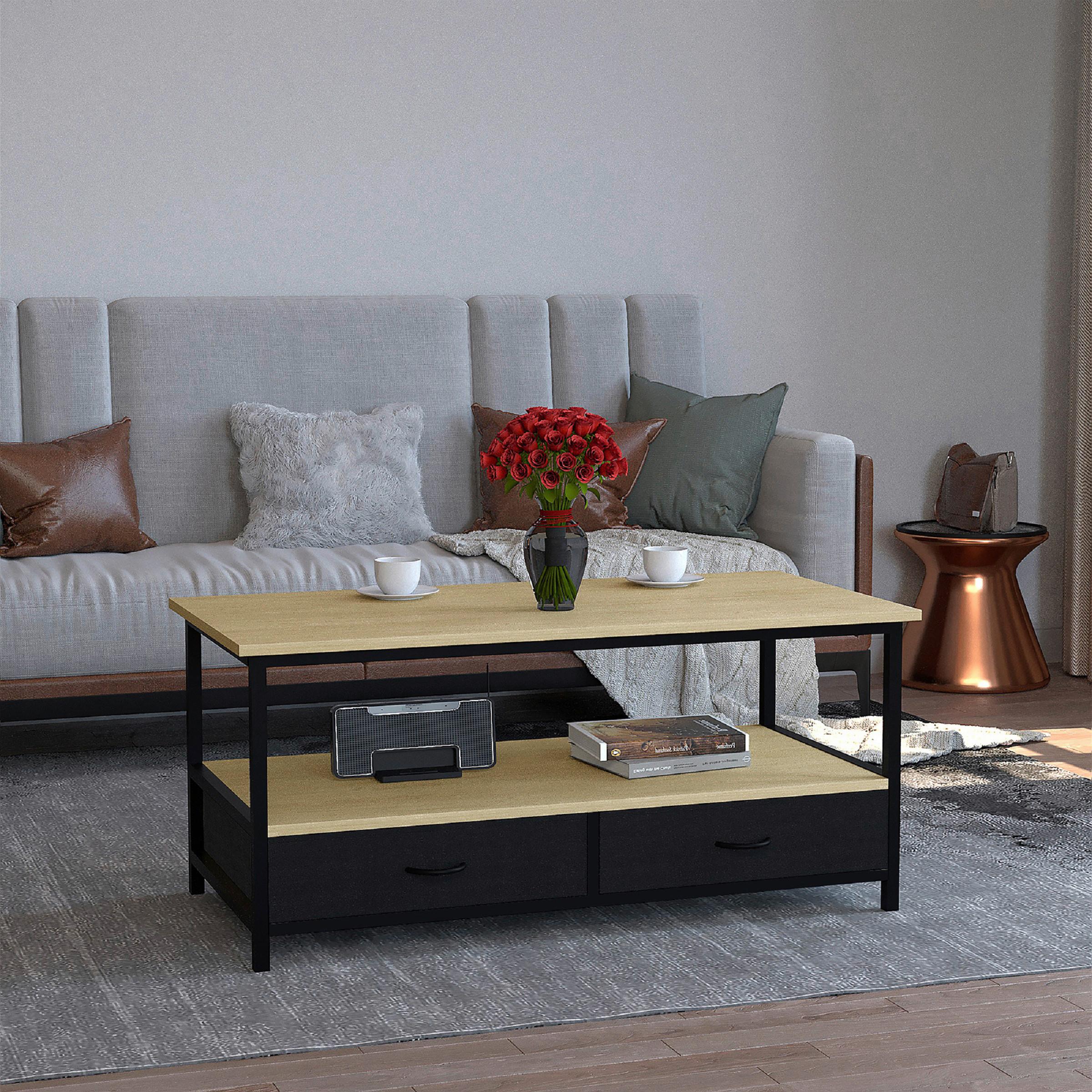 COUCHTISCH FLONILA - Honigeiche/Schwarz, Design, Holzwerkstoff/Metall (100/50/45cm) - MID.YOU