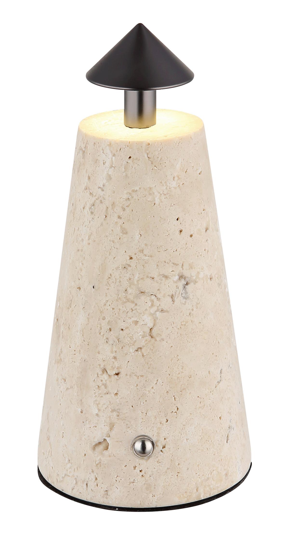 AKKU-TISCHLEUCHTE 21037G LIVA - Weiss/Schwarzchrom, Design, Kunststoff/Stein (9/19cm) - Globo