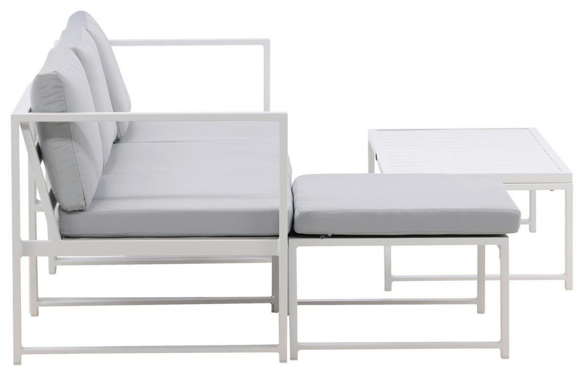 LOUNGEGARNITUR SALVADOR - Weiß/Grau, KONVENTIONELL, Textil/Metall - Gardenson