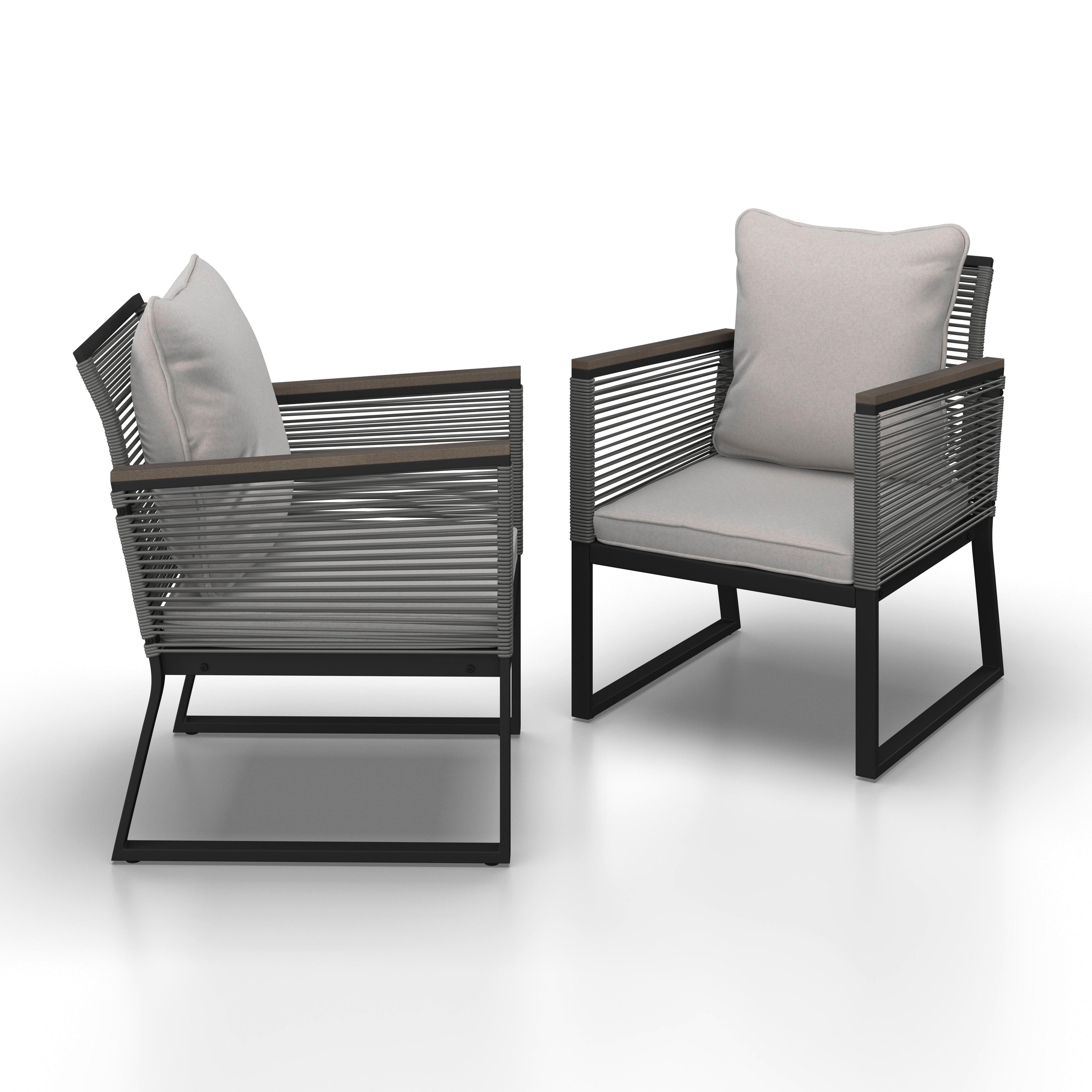 TRÄDGÅRDSSTOLAR SET TONI - mörkgrå/ljusgrå, Modern, metall/textil (57,5/73/60cm) - Bessagi Garden