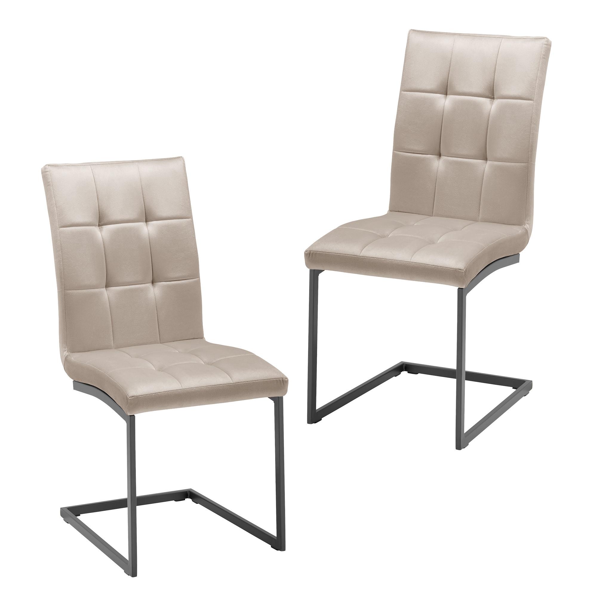 Schwingstuhl-Set "Mela", taupe Samtbezug - Taupe, MODERN, Textil/Metall (44/95/60cm) - Bessagi Home