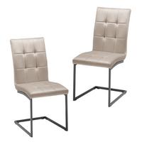 ZESTAW KRZESEŁ NA PŁOZIE MELA - taupe, Modern, metal/tkanina (44/95/60cm) - Bessagi Home
