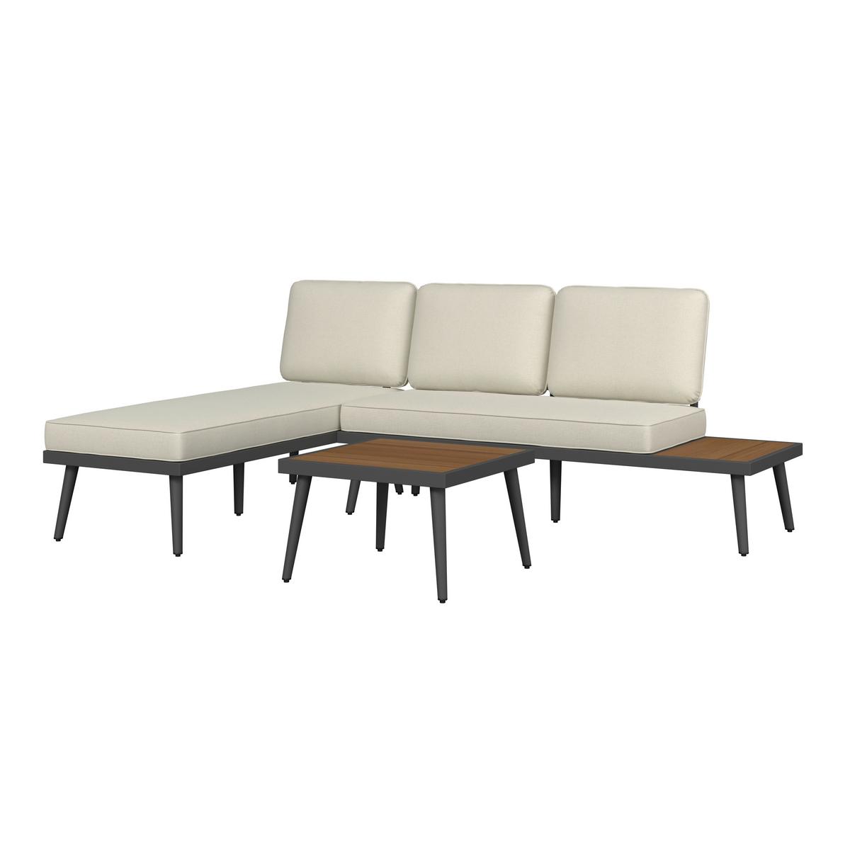 Kerti Garnitúra Sallie - világosszürke/natúr színű, Modern, fa/fém - Bessagi Garden