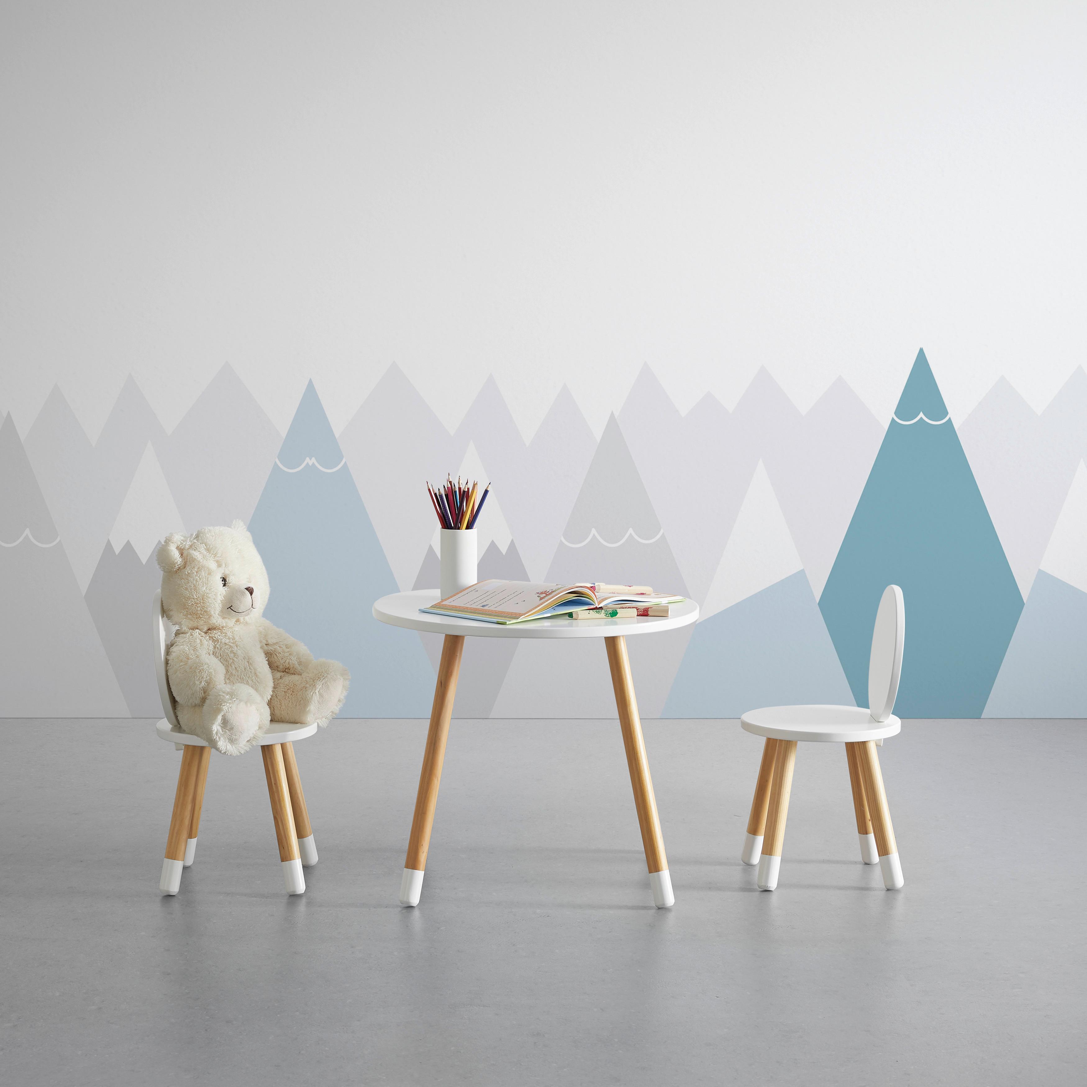 KINDERTAFEL LENI - Wit/Pijnboomkleuren, Modern, Hout (55,9/55,9/49,5cm) - Bessagi Kids